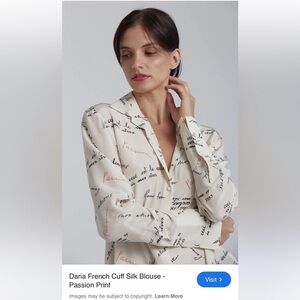 Catherine Gee Daria French Cuff Silk Blouse Passion Print Women’s Small